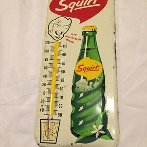 VINTAGE ADVERTISING SQUIRT SODA METAL STORE SIGN *NO THERMOMETER*  MT-13A